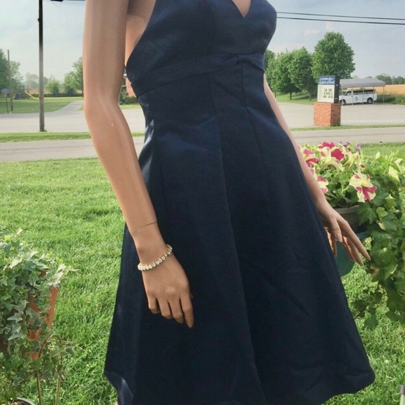 Gather & Gown David Tutura~Navy Blue Fit & Flare Short Formal Bridesmaid 2~NWT - Picture 5 of 9